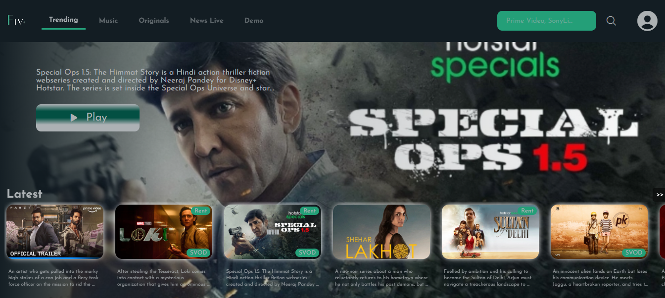 screenshot of Mogi OTT Platform